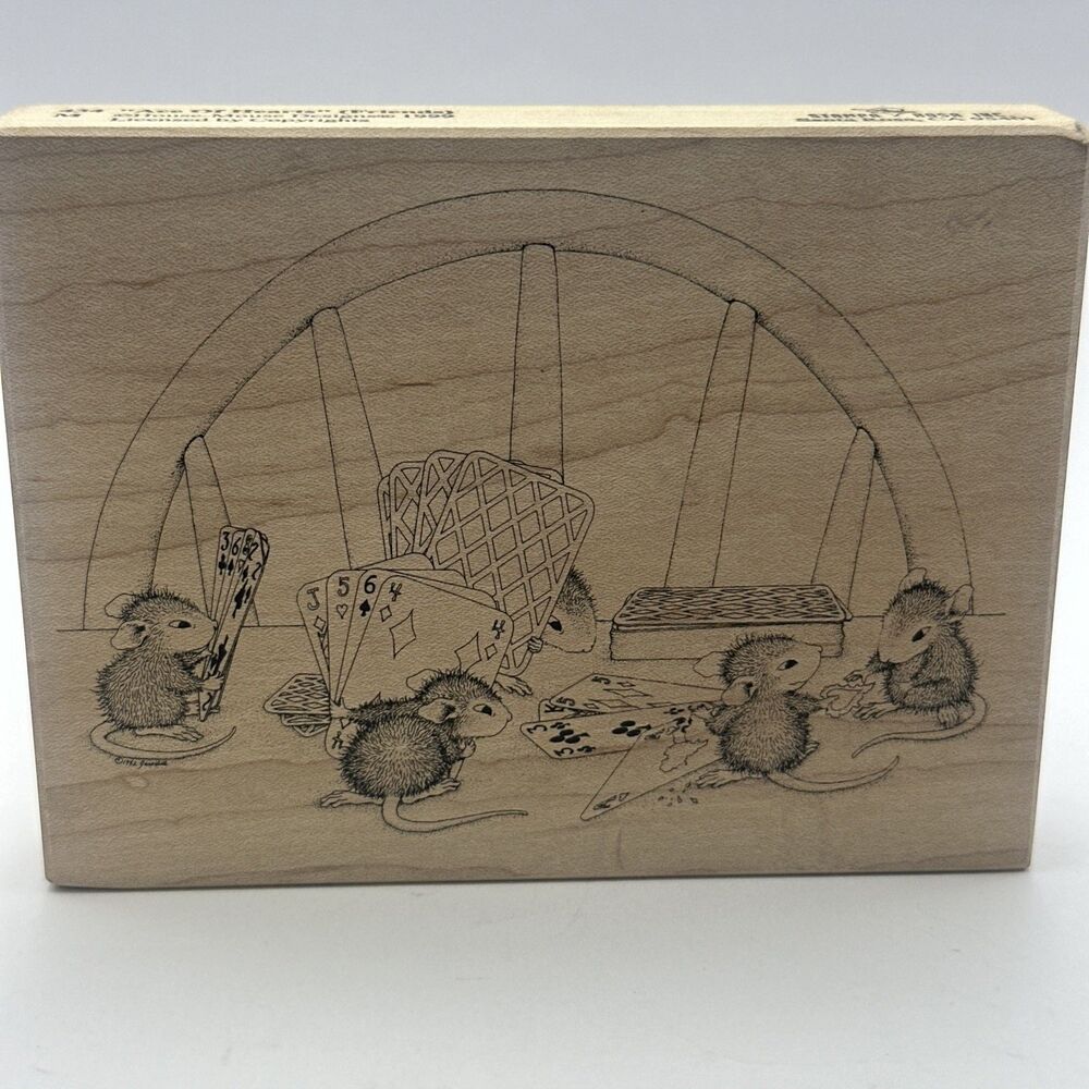 House Mouse Ace of Hearts Friends #434M Wood Rubber Stamp Stampa Rosa  hold em